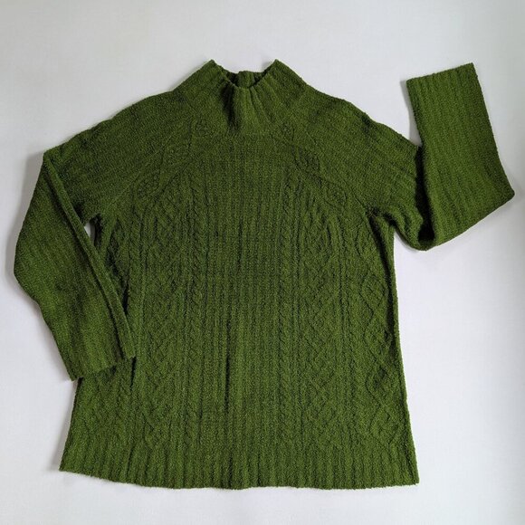 J. Jill Women's Fern Green Sweater Sz Small Cable Knit Mock Neck - Picture 1 of 11